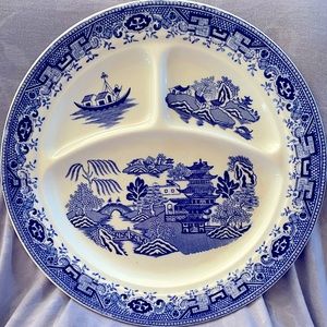 Vintage Bailey Walker Blue Willow Divided Plate